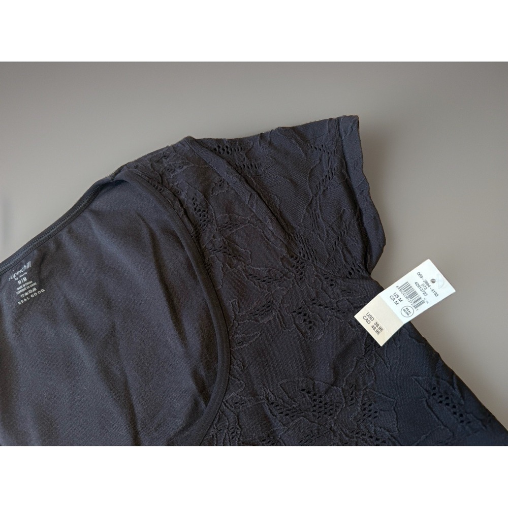 NWT Aerie Superchill Floral Lace Crop Top Black Women's Size Medium - Picture 4 of 9